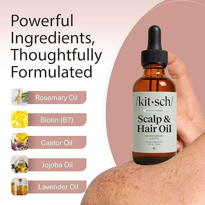 Kitsch Rosemary Oil for Hair Growth – Pre-Wash Hair Oil with Castor, Biotin, Jojoba – Hair Care, Adds Shine, Strengthens Roots, Scalp Treatment | Ideal Gifts for Women – Lavender Scent, 60mL - Image 4
