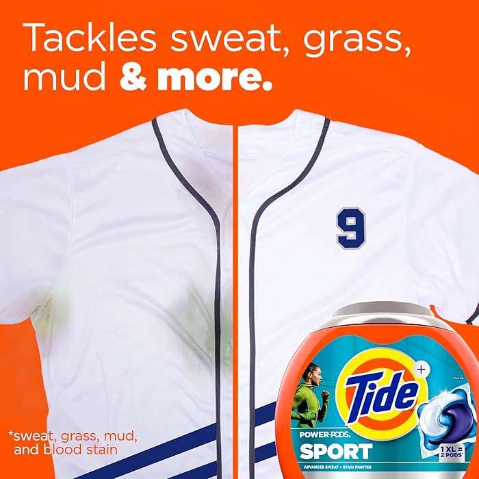 Tide Power Pods Sport Laundry Detergent Pacs, 45 Count, Advanced Sweat + Stain Fighter - Image 3
