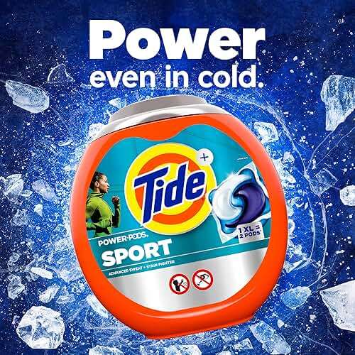 Tide Power Pods Sport Laundry Detergent Pacs, 45 Count, Advanced Sweat + Stain Fighter - Image 5