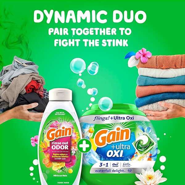 Gain Flings Liquid Washing Detergent Pods, Now with Odor Defense + Color Guard, Waterfall Delight Scent, 4-In-1 liquid laundry detergent pacs, clean & fresh, 76 Count (Packaging May Vary) - Image 11