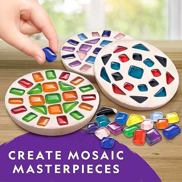 National Geographic Mega Arts and Crafts Kit for Kids – Mosaic Kit, Marbling Paint Kit & Air Dry Clay Pottery Kit – Art Projects for Kids Ages 8-12, Crafts for Girls and Boys (Amazon Exclusive) - Image 3