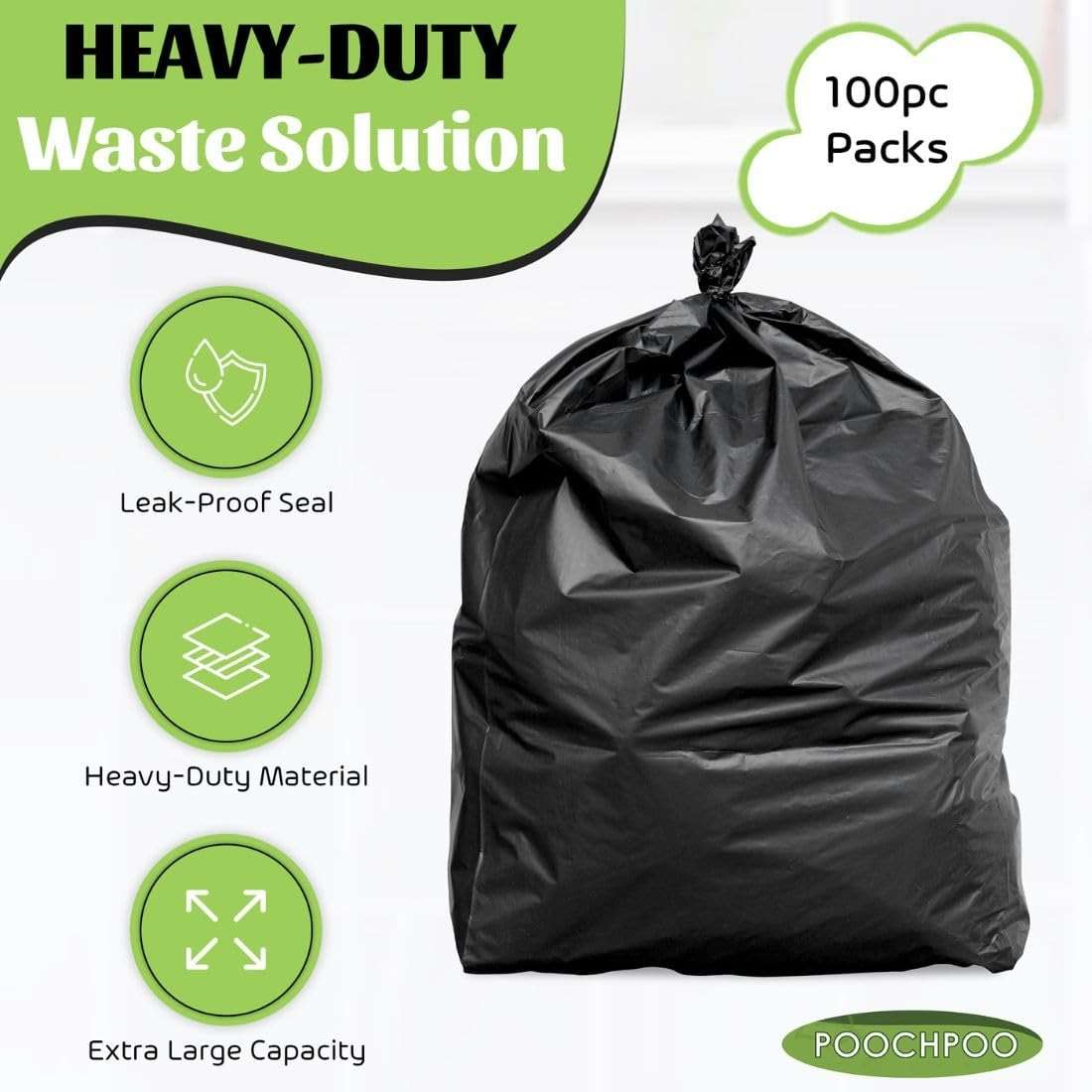 POOCHPOO Heavy-Duty Dog Waste Can Liners - Case of 100 Bags - Image 3