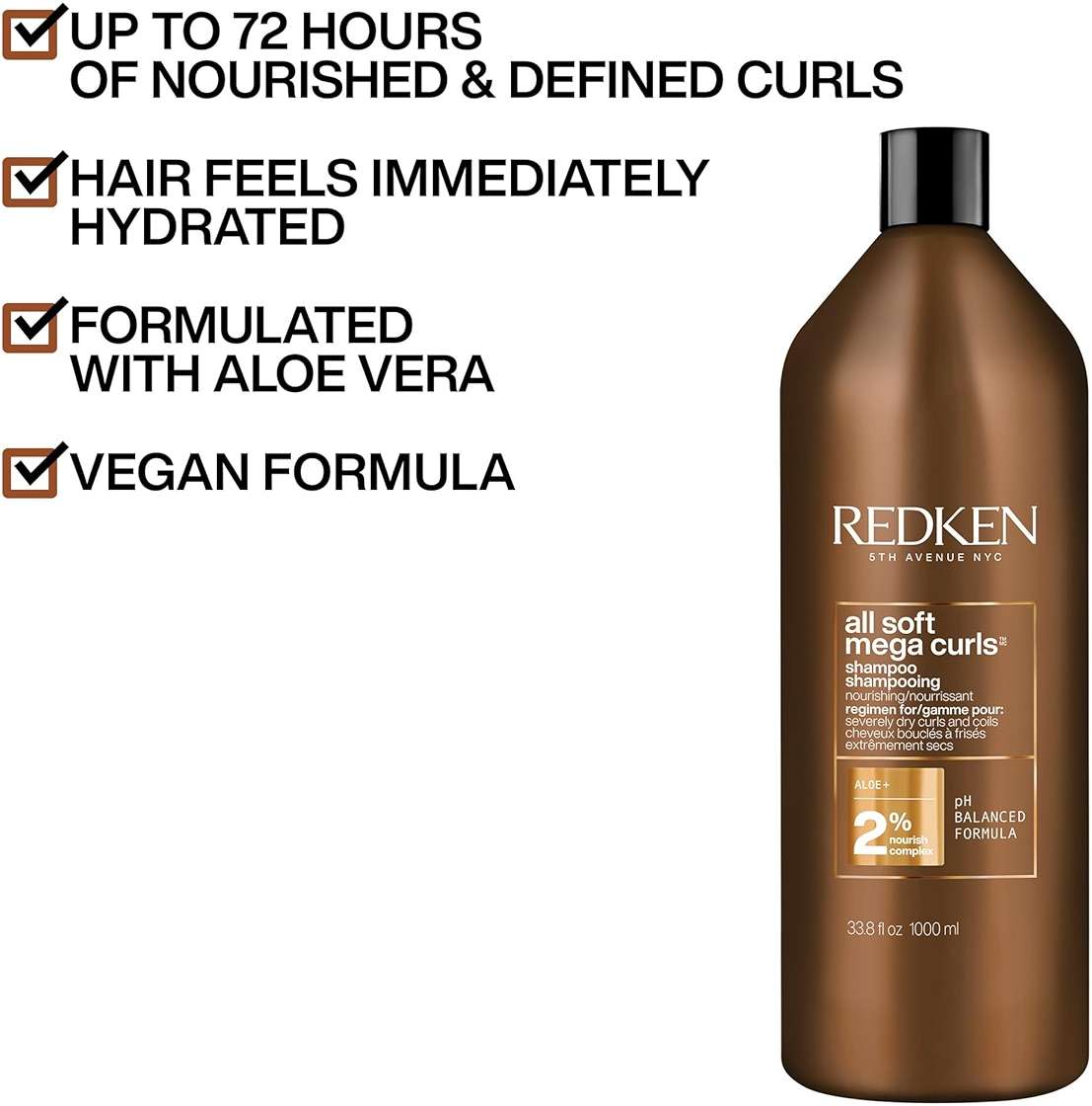Redken All Soft Mega Curls Shampoo For Extremely Dry Curly & Coily Hair - Nourishes & Softens Severely Dry Hair, Sulfate Free - Image 3