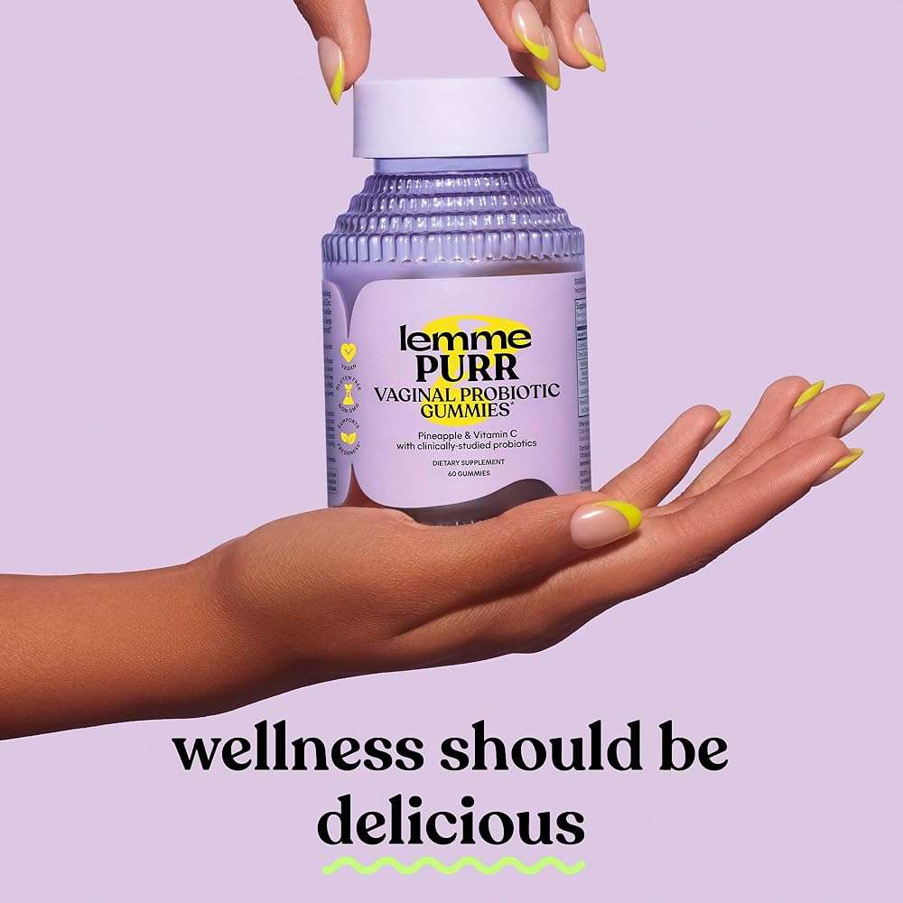 Lemme Purr Vaginal Probiotic Gummies for Women - Balanced pH, Healthy Odor, Yeast Balance & Flora Support + Vitamin C for Immune Health - Tasty Pineapple (60 Count) - Image 7