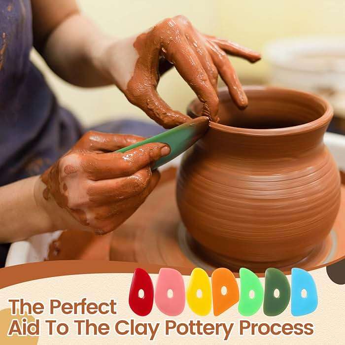 Sherr 21 Pcs Soft Ribs for Pottery Clay Silicone Rib Ceramics Tools Pottery Rubber Clay Ceramic Ribs for Adult DIY Smooths Shapes Sculpting Tools, 7 Styles(Bright Color,Classic Style) - Image 3