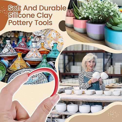 Sherr 21 Pcs Soft Ribs for Pottery Clay Silicone Rib Ceramics Tools Pottery Rubber Clay Ceramic Ribs for Adult DIY Smooths Shapes Sculpting Tools, 7 Styles(Bright Color,Classic Style) - Image 4