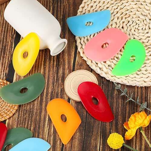 Sherr 21 Pcs Soft Ribs for Pottery Clay Silicone Rib Ceramics Tools Pottery Rubber Clay Ceramic Ribs for Adult DIY Smooths Shapes Sculpting Tools, 7 Styles(Bright Color,Classic Style) - Image 5