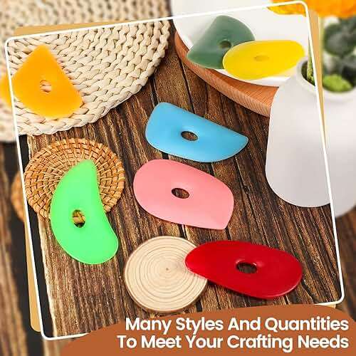 Sherr 21 Pcs Soft Ribs for Pottery Clay Silicone Rib Ceramics Tools Pottery Rubber Clay Ceramic Ribs for Adult DIY Smooths Shapes Sculpting Tools, 7 Styles(Bright Color,Classic Style) - Image 7