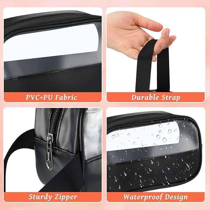 Buryeah 12 Pieces Toiletry Bags Bulk for Women Men Translucent Small Travel Makeup Pouch Portable Waterproof Organizer Set for Accessories Toiletries Gifts for Wedding(Black) - Image 4