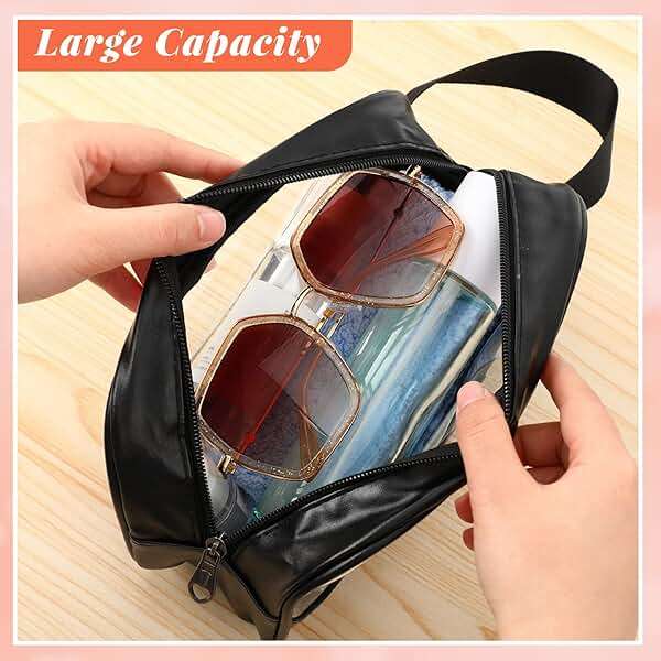 Buryeah 12 Pieces Toiletry Bags Bulk for Women Men Translucent Small Travel Makeup Pouch Portable Waterproof Organizer Set for Accessories Toiletries Gifts for Wedding(Black) - Image 5