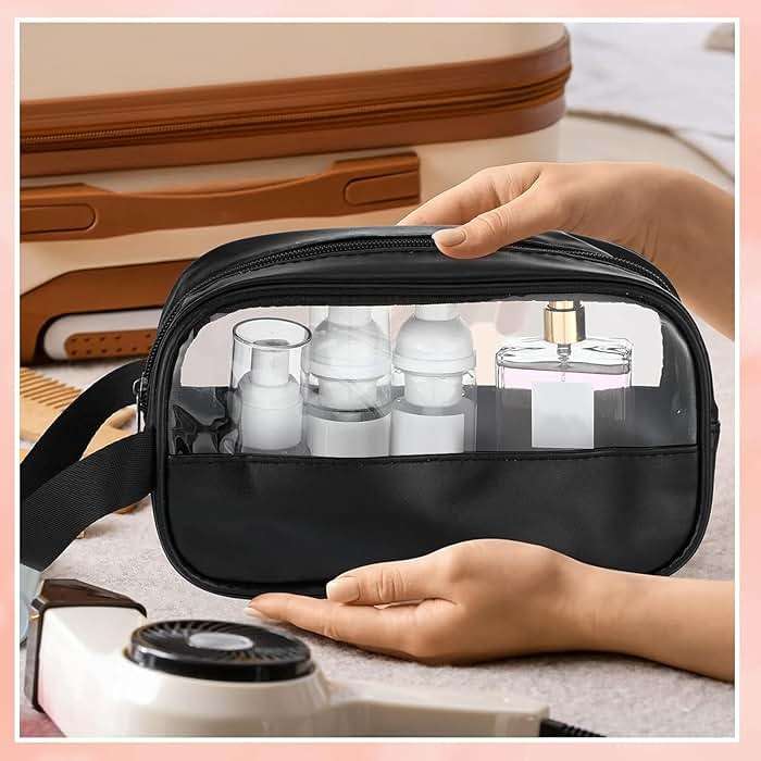 Buryeah 12 Pieces Toiletry Bags Bulk for Women Men Translucent Small Travel Makeup Pouch Portable Waterproof Organizer Set for Accessories Toiletries Gifts for Wedding(Black) - Image 7