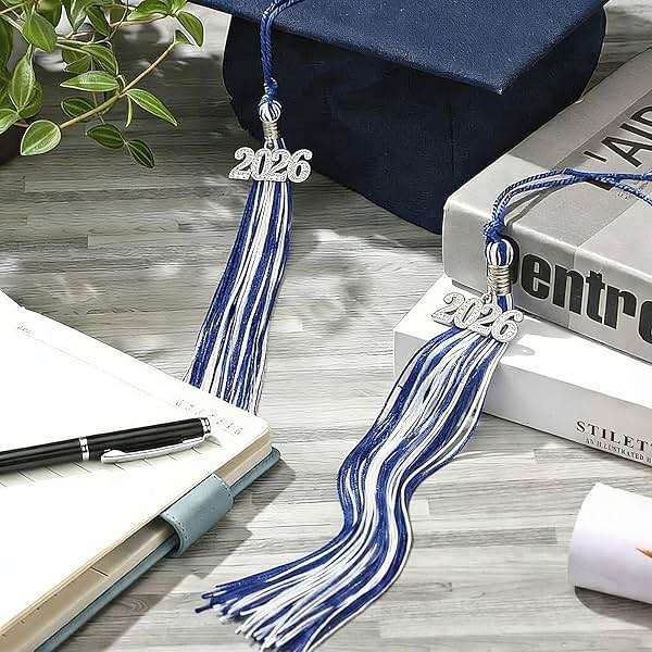 24 Pieces Graduation Tassels with 2026 Year Date Charms Grad Graduation Cap Tassel Decoration for 2026 Party Gifts Activities, 16.2 Inch(Royal Blue, White, Silver) - Image 5