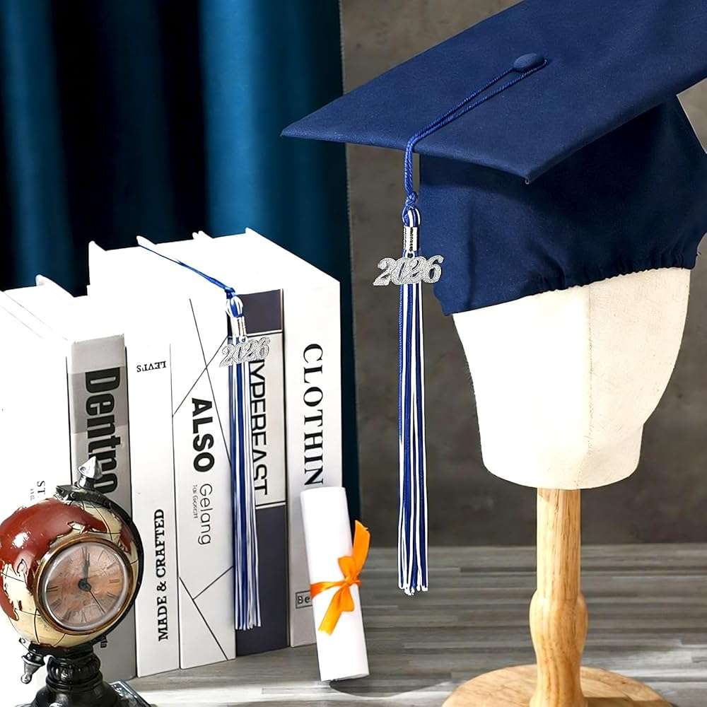 24 Pieces Graduation Tassels with 2026 Year Date Charms Grad Graduation Cap Tassel Decoration for 2026 Party Gifts Activities, 16.2 Inch(Royal Blue, White, Silver) - Image 6