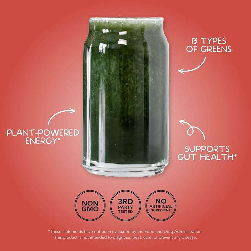 Clean Simple Eats Super Greens Powder, Naturally Flavored Greens Powder with Chlorella, Spirulina, Superfoods & Prebiotic Fiber, No Artificial Ingredients, Gluten Free, Peachy Greens Flavor, 30 Srvgs - Image 4