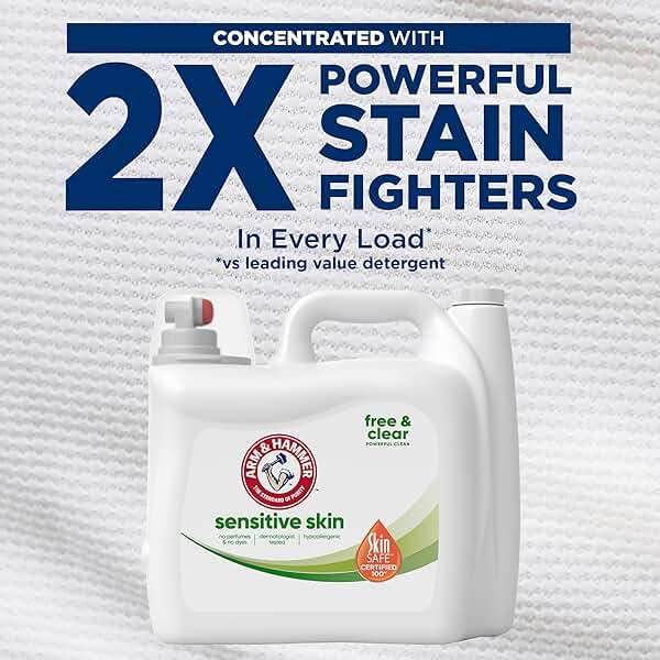 ARM & HAMMER Sensitive Skin Free & Clear, 140 Loads Liquid Laundry Detergent, 140 Fl oz - Image 3