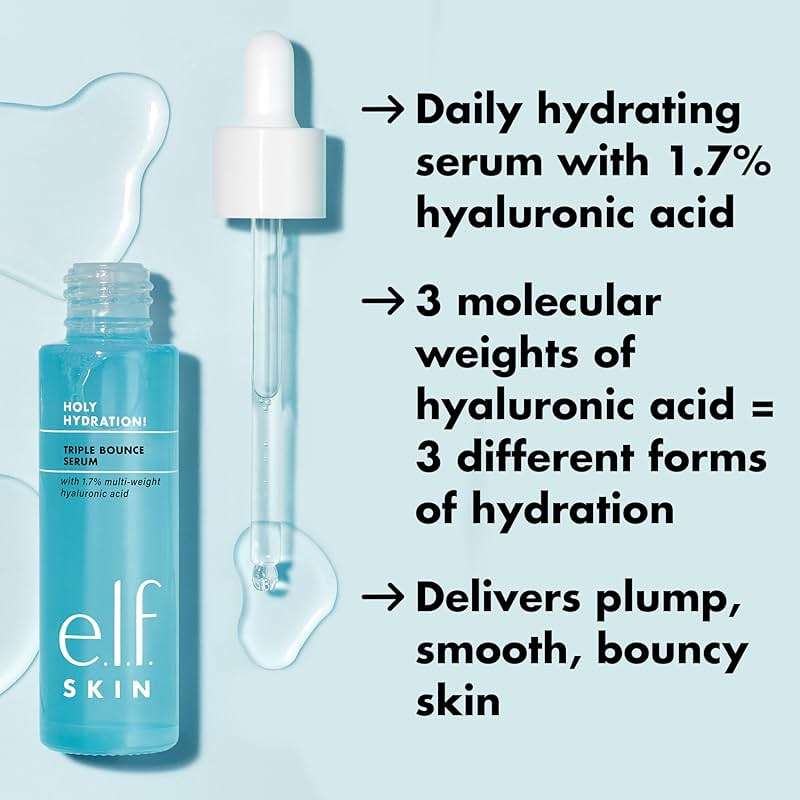 e.l.f. SKIN Holy Hydration! Triple Bounce Serum, 1.7% Hyaluronic Acid Serum For Plump, Bouncy Skin, Moisturizing & Hydrating, Vegan & Cruelty-Free - Image 4