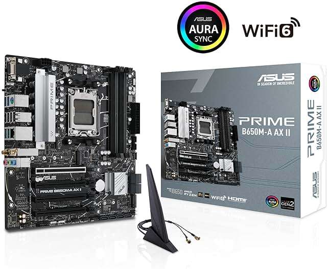 ASUS Prime B650M-A AX II AMD B650 AM5 Ryzen™ Desktop 9000 8000 & 7000 Micro-ATX mATX Motherboard, DDR5, PCIe 5.0 M.2, 2.5Gb LAN, Wi-Fi 6, DisplayPort, HDMI®, USB 3.2, USB 3.2 Type-C®, BIOS Flashback™ - Image 7
