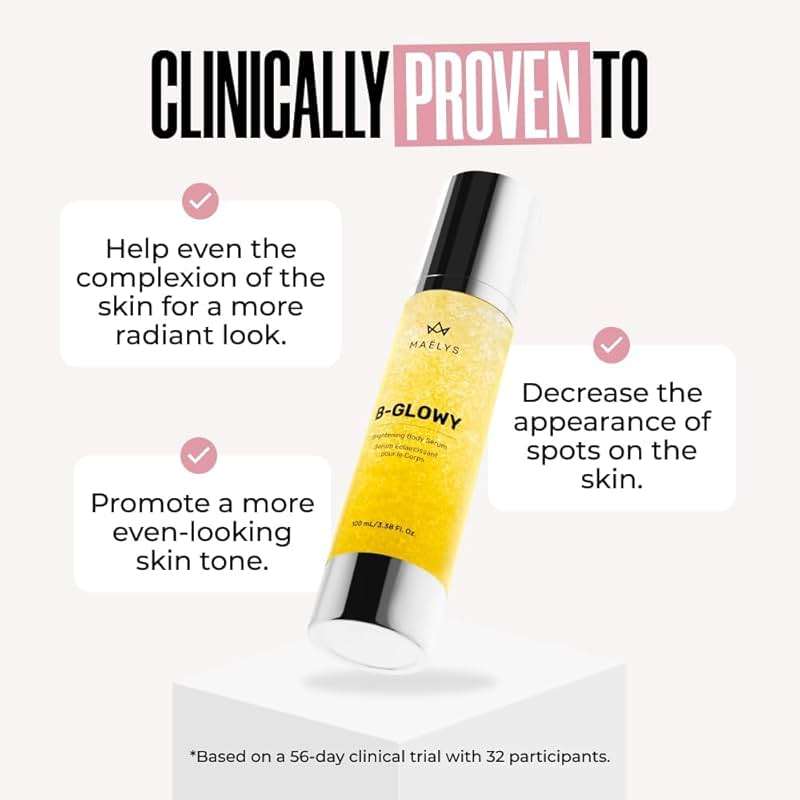 MAËLYS B-GLOWY Brightening Body Serum for Dark Spots - Supports Even Looking Skin - Peptide Formula with Niacinamide & Meadowfoam Oil (3.4 Fl Oz) - Image 3