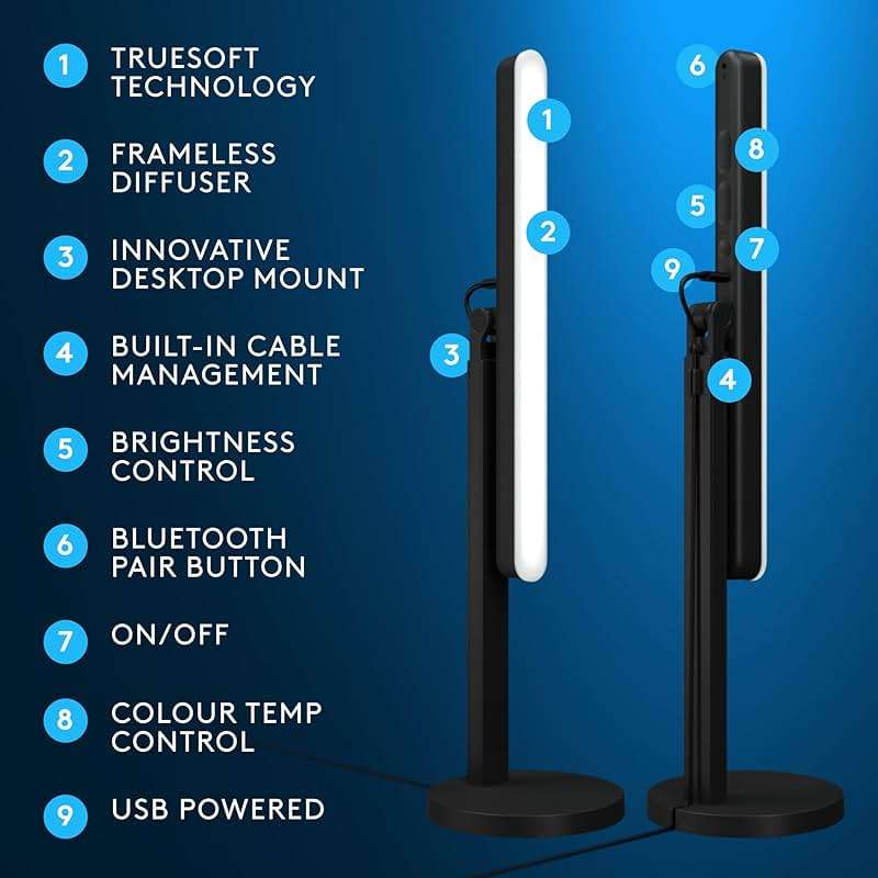 Logitech G Litra Beam Premium LED Gaming Key Light with TrueSoft, Adjustable Desktop Mount, Brightness/Color Temp Settings, Desktop App Control for PC/Mac - Graphite - Image 5