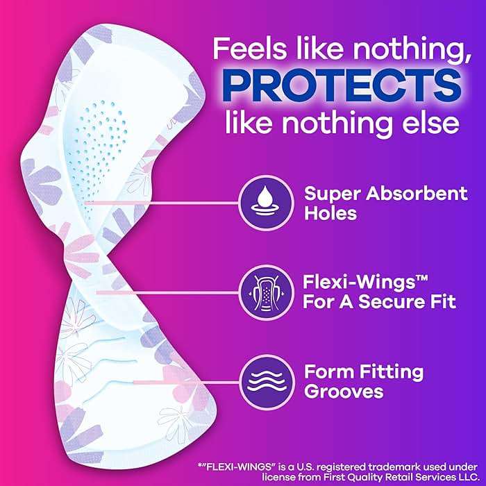 Always Radiant Feminine Pads for Women, Flexfoam Pads with Wings, Size 3, Extra Heavy Absorbency, Lightly Scented, 30 Count - Image 2