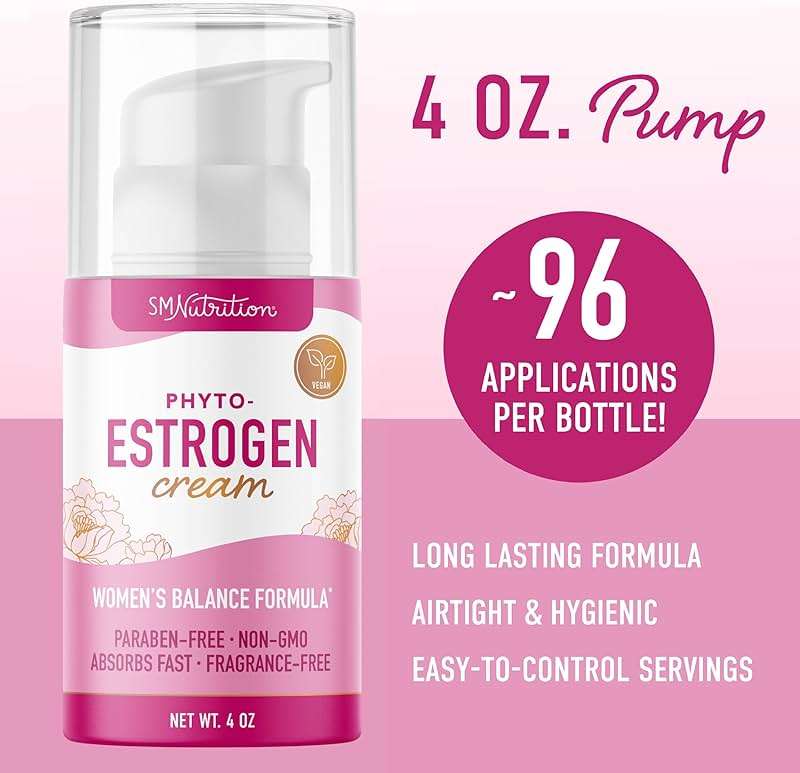Phyto Estrogen Cream for Women with Wild Yam | Plant Based Hot Flash, Menopause & Menstrual Cycle Support | Black Cohosh, Dong Quai, Red Clover | 96 Topical Servings | 4oz Pump | Vegan, Paraben-Free - Image 4