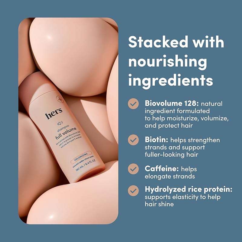 hers Full Volume Shampoo - Rice Protein & Biotin Formula - Fine Hair & Root Lift Daily Shampoo - Volumizing Hair Care - Coastal Cedar Citron Scent - 6.4 Fl Oz, 2 Pack - Image 4