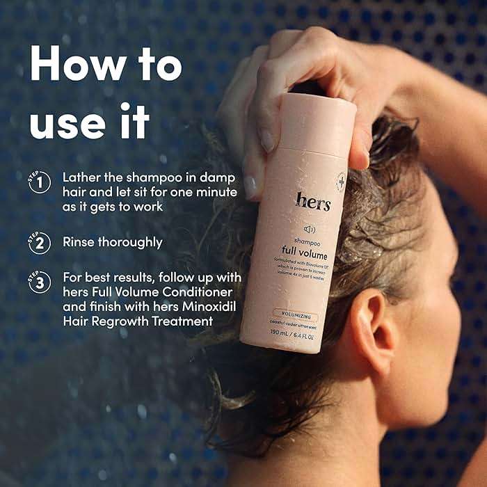 hers Full Volume Shampoo - Rice Protein & Biotin Formula - Fine Hair & Root Lift Daily Shampoo - Volumizing Hair Care - Coastal Cedar Citron Scent - 6.4 Fl Oz, 2 Pack - Image 6