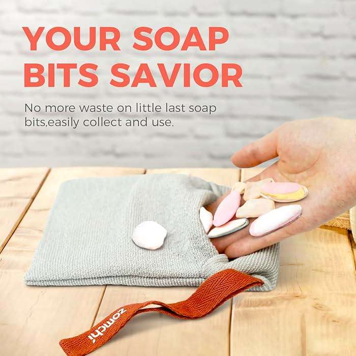 ZOMCHI Soap Saver Bags for Bar Soap, 2 Pack, Gentle Texture Grey | Nylon mesh helps create rich lather, hanging loop, quick drying design, roomy pouch for bath and shower routines - Image 4
