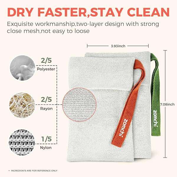 ZOMCHI Soap Saver Bags for Bar Soap, 2 Pack, Gentle Texture Grey | Nylon mesh helps create rich lather, hanging loop, quick drying design, roomy pouch for bath and shower routines - Image 6