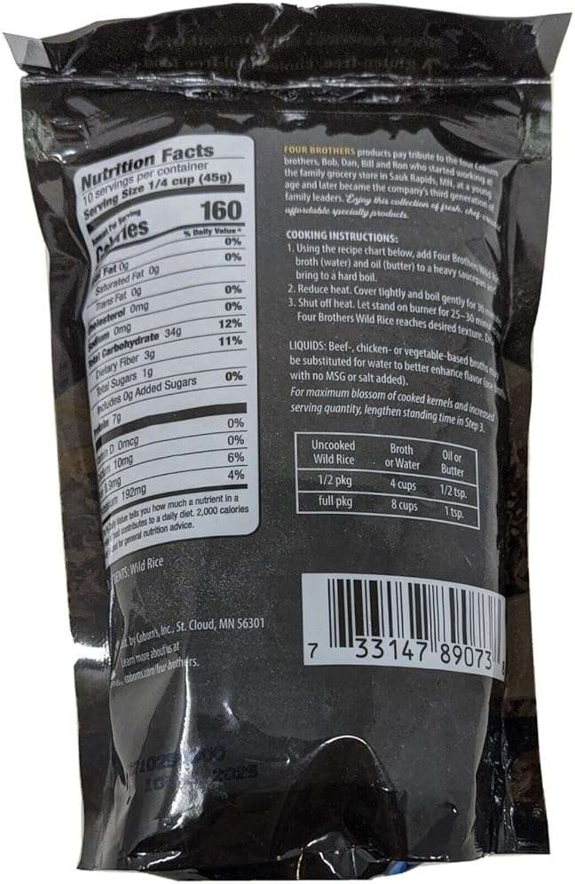 Minnesota Grown Wild Rice by Four Brothers 1lb Cultivated Premium Raw Gluten-Free Cholesterol-Free 1 Pound Traditionally Bat-Roasted Package Rice - Image 3