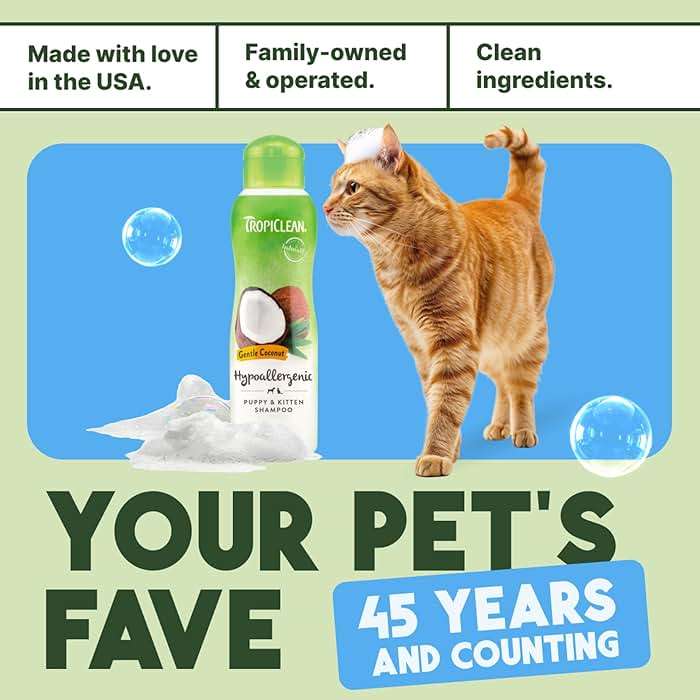 TropiClean Gentle Kitten & Cat Shampoo, Pet Shampoo for Allergies & Sensitive Skin, Made in USA, Gentle Coconut Scent, Safe for Puppies & Dogs, 12oz. - Image 8