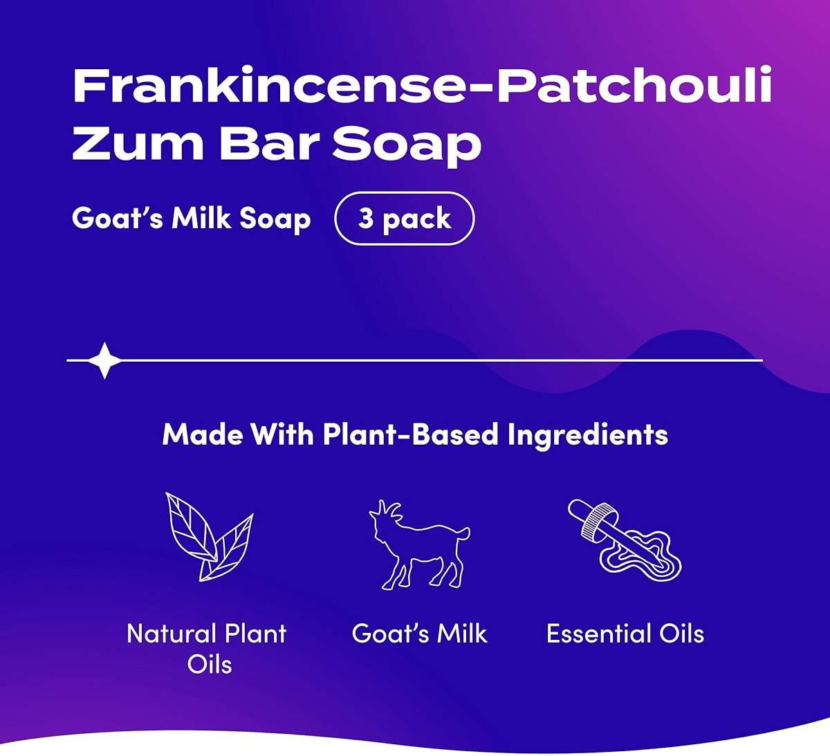 Zum Indigo Wild Goat's Milk Soap Bar - Bar Soap for Hands & Body Made with Essential Oils - 3 oz - Patchouli Blends (3 Pack) - Image 2