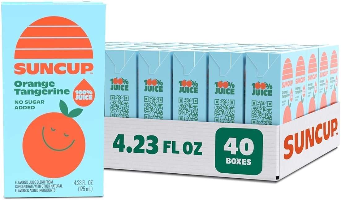 SunCup 100% Juice Boxes for Kids | No Added Sugar, No Dyes, No Preservatives | Trusted in Schools Across 49 States | SNAP EBT Eligible | Bulk Pack with Straw | 4.23 oz (40 Pack), Orange Tangerine - Image 1