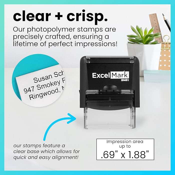 ExcelMark Custom Rubber Stamp – Clean & Easy Stamping – Personalized Self-Inking Stamp (Medium) - Image 2