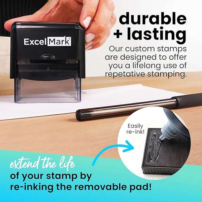 ExcelMark Custom Rubber Stamp – Clean & Easy Stamping – Personalized Self-Inking Stamp (Medium) - Image 4
