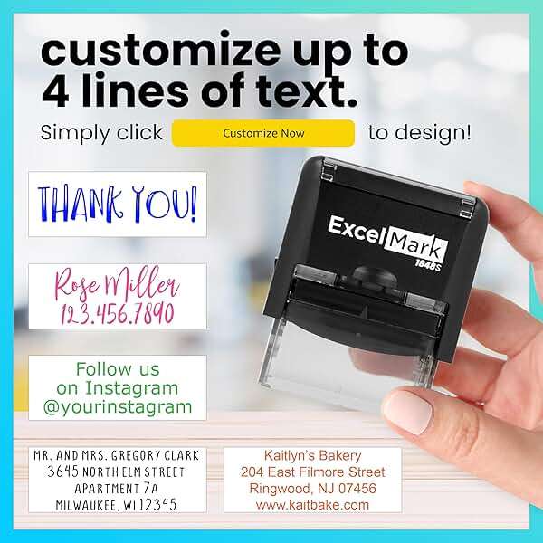 ExcelMark Custom Rubber Stamp – Clean & Easy Stamping – Personalized Self-Inking Stamp (Medium) - Image 5