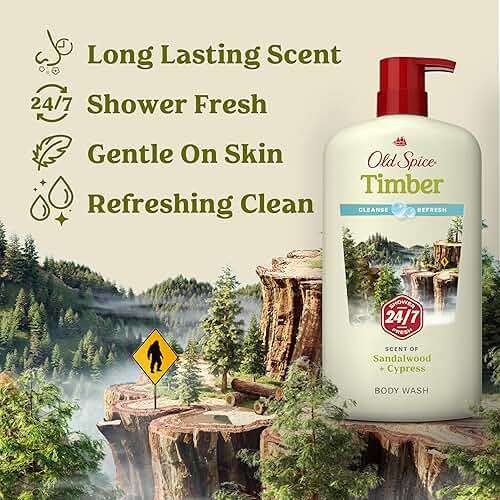 Old Spice Cleansing Body Wash for Men, 24/7 Shower Fresh with Lasting Scent, Cleanse & Refresh, Gentle on Skin, Vitamin B3, Timber with Sandalwood + Cypress Scent, 30 oz (Pack of 4) - Image 3
