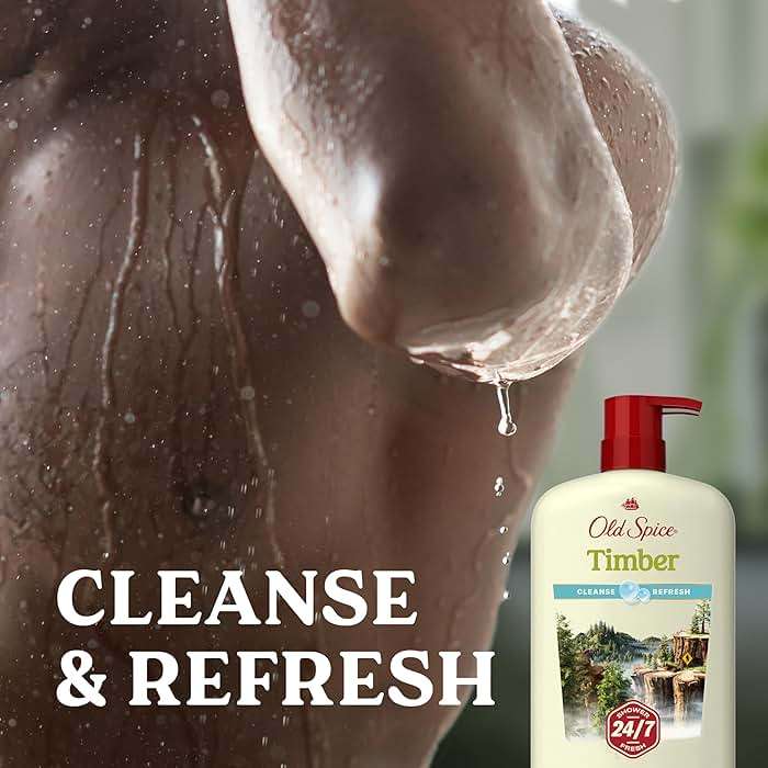 Old Spice Cleansing Body Wash for Men, 24/7 Shower Fresh with Lasting Scent, Cleanse & Refresh, Gentle on Skin, Vitamin B3, Timber with Sandalwood + Cypress Scent, 30 oz (Pack of 4) - Image 4