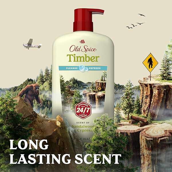 Old Spice Cleansing Body Wash for Men, 24/7 Shower Fresh with Lasting Scent, Cleanse & Refresh, Gentle on Skin, Vitamin B3, Timber with Sandalwood + Cypress Scent, 30 oz (Pack of 4) - Image 7