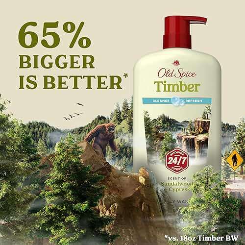 Old Spice Cleansing Body Wash for Men, 24/7 Shower Fresh with Lasting Scent, Cleanse & Refresh, Gentle on Skin, Vitamin B3, Timber with Sandalwood + Cypress Scent, 30 oz (Pack of 4) - Image 8
