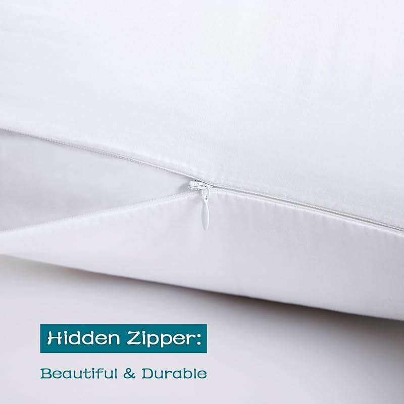 LOSAFEFE 100% Cotton Zippered Pillow Cases Standard Size Set of 4, Super Soft & Breathable Pillow Protectors with Zipper, White Pillow Case Covers 20x26 Inches - Image 3