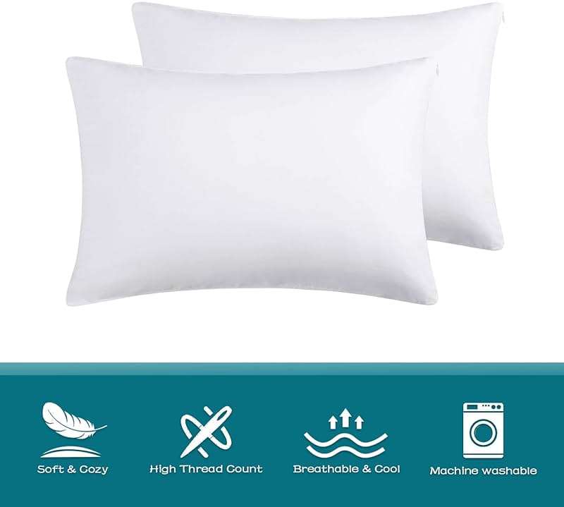 LOSAFEFE 100% Cotton Zippered Pillow Cases Standard Size Set of 4, Super Soft & Breathable Pillow Protectors with Zipper, White Pillow Case Covers 20x26 Inches - Image 6
