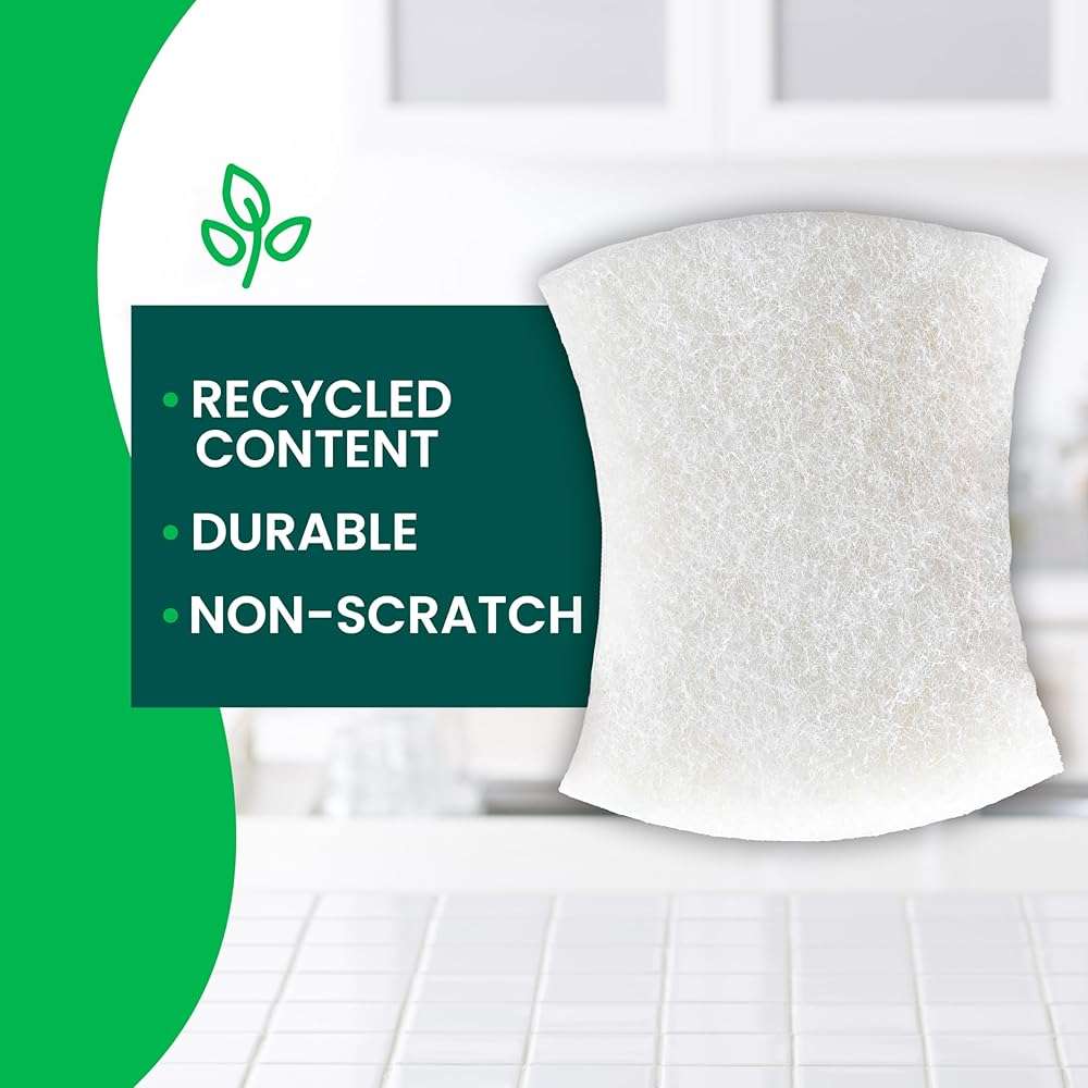 Scotch-Brite Greener Clean Non-Scratch Scrub Sponge, Sponge for Washing Dishes, Cleaning Kitchen, Superior Performance and Made with Sustainable Materials, Dishwasher Safe, 3 Scrub Sponges - Image 3