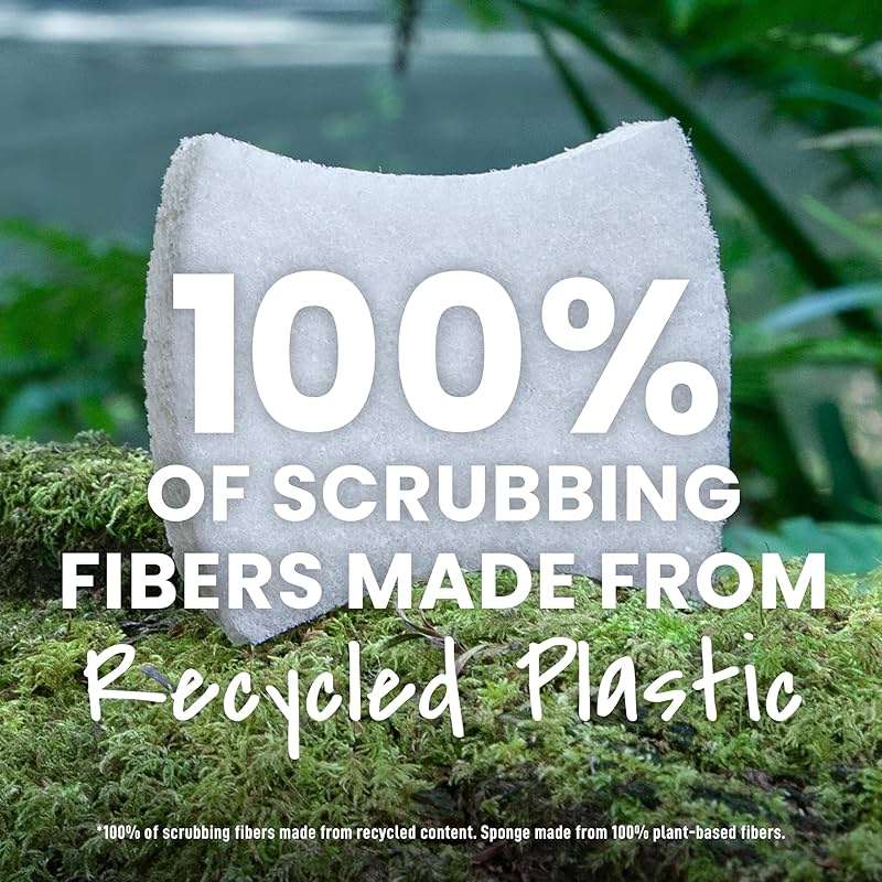 Scotch-Brite Greener Clean Non-Scratch Scrub Sponge, Sponge for Washing Dishes, Cleaning Kitchen, Superior Performance and Made with Sustainable Materials, Dishwasher Safe, 3 Scrub Sponges - Image 6