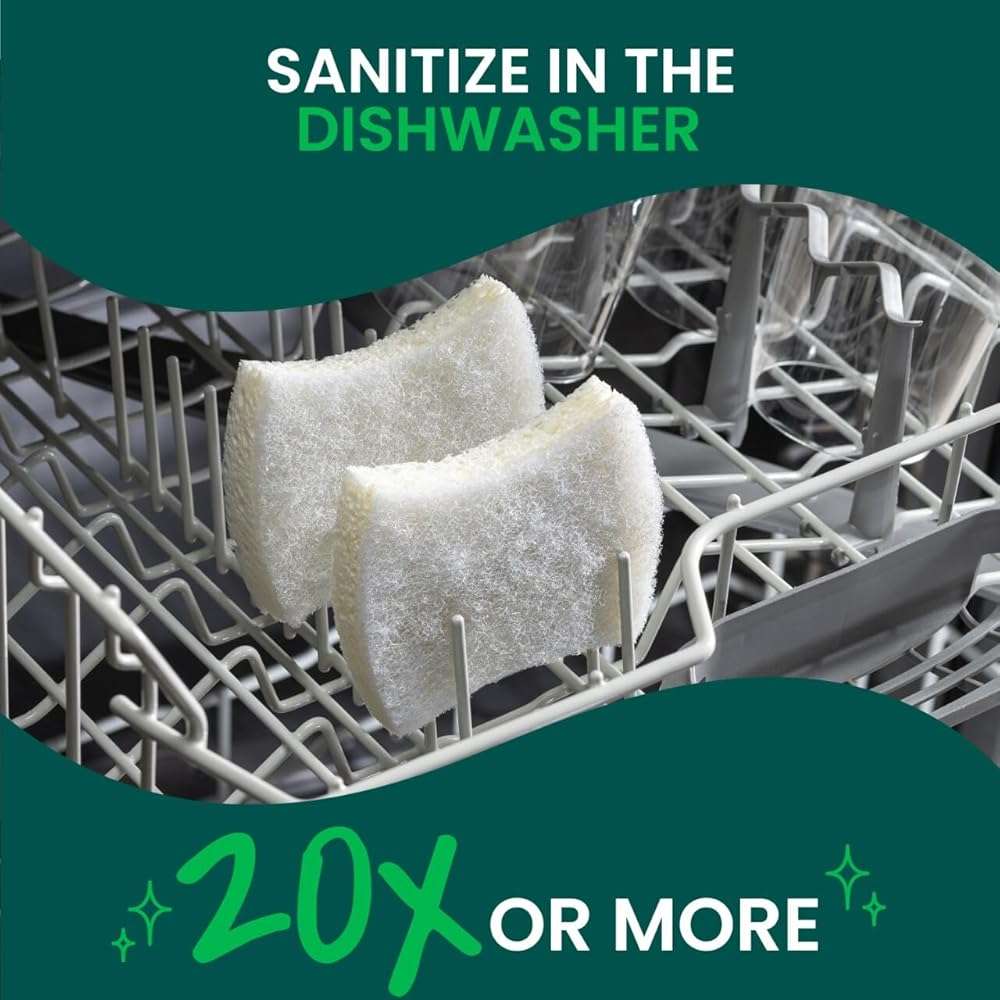 Scotch-Brite Greener Clean Non-Scratch Scrub Sponge, Sponge for Washing Dishes, Cleaning Kitchen, Superior Performance and Made with Sustainable Materials, Dishwasher Safe, 3 Scrub Sponges - Image 7
