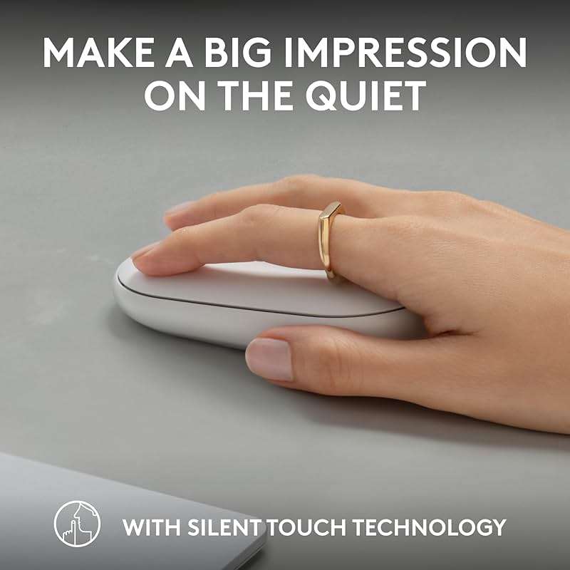 Logitech Pebble Mouse 2 M350s Slim Bluetooth Wireless Mouse, Portable, Lightweight, Customizable Button, Quiet Clicks, Easy-Switch for Windows, macOS, iPadOS, Android, Chrome OS - Tonal White - Image 5