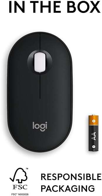 Logitech Pebble Mouse 2 M350s Slim Bluetooth Wireless Mouse, Portable, Lightweight, Customizable Button, Quiet Clicks, Easy-Switch for Windows, macOS, iPadOS, Android, Chrome OS - Black - Image 9