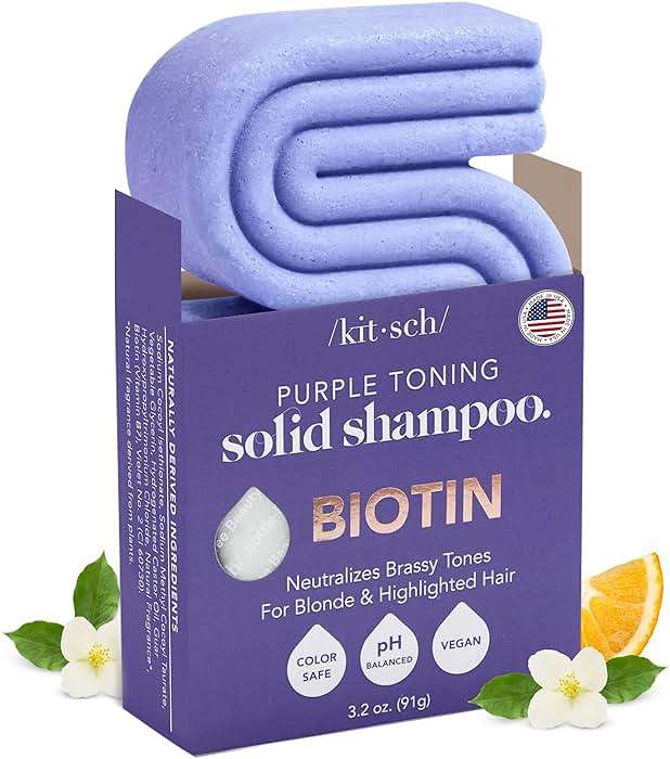Kitsch Toning Purple Shampoo For Blondes & Color Treated Hair - Shampoo Bar For Women and Men - Biotin Shampoo for Strengthening & Neutralizing Brassy Tones - Vegan, Silicone & Sulfate Free - 3.2 oz - Image 1