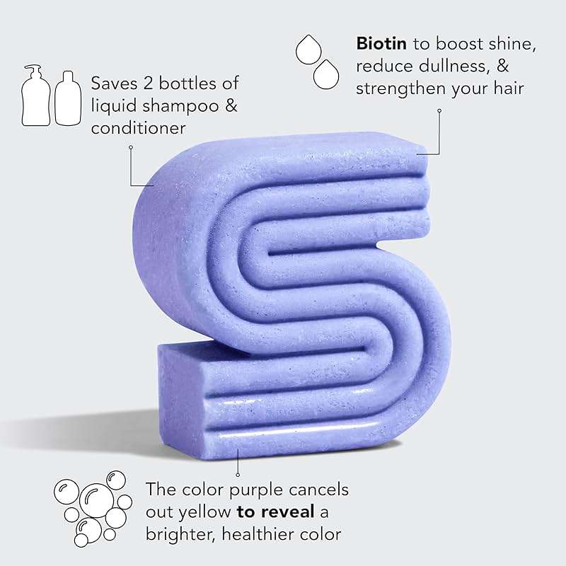 Kitsch Toning Purple Shampoo For Blondes & Color Treated Hair - Shampoo Bar For Women and Men - Biotin Shampoo for Strengthening & Neutralizing Brassy Tones - Vegan, Silicone & Sulfate Free - 3.2 oz - Image 6