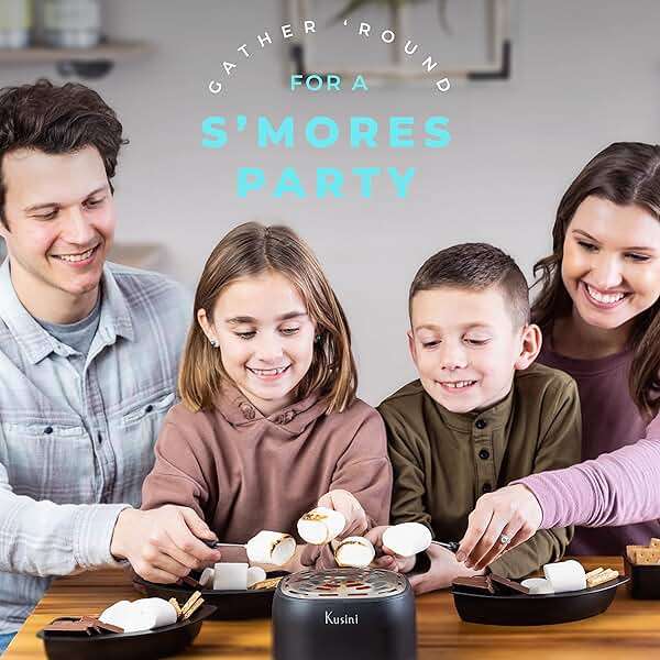 Kusini Smores Maker Tabletop Indoor - Flameless Electric Marshmallow Roaster – 4 Detachable Trays & 4 Roasting Forks – Gift Set & Date Night Idea. Movie Night Supplies & Housewarming Gift - Image 2